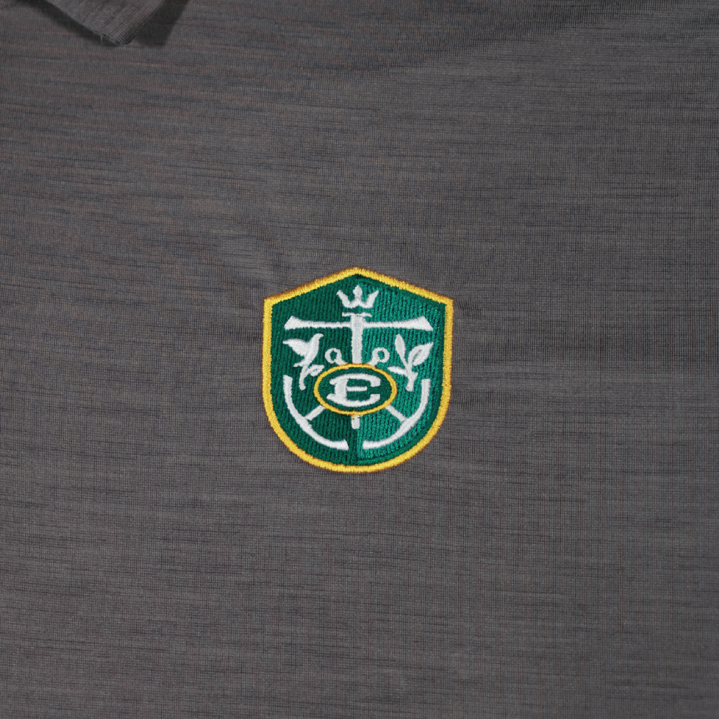 Embroidered Crest Moisture-Wicking Polo - Grey