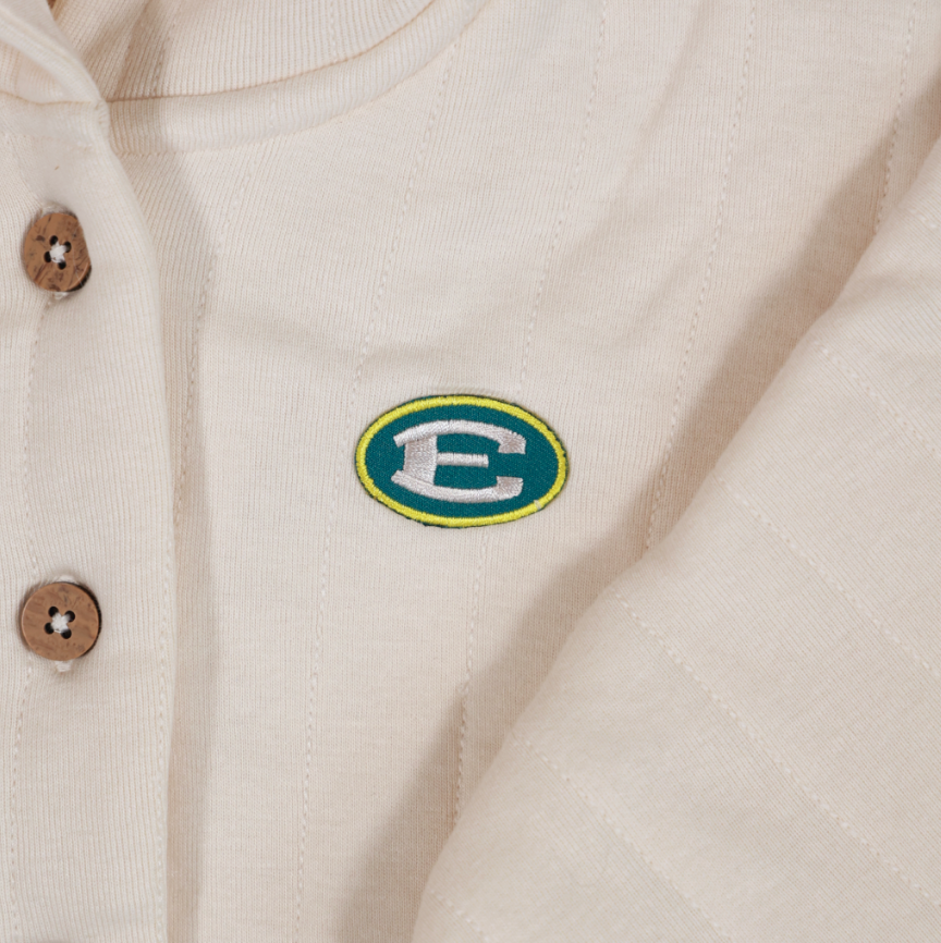 Organic Cotton Quilted Jacket with Embroidered Patch Oval E