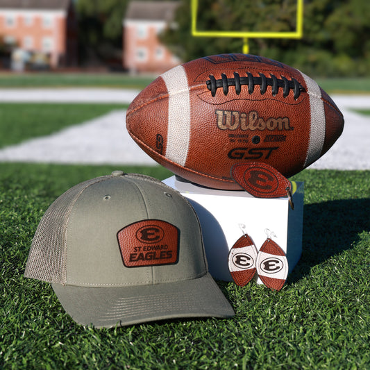 Retired St. Edward Game Ball Leather Keychain