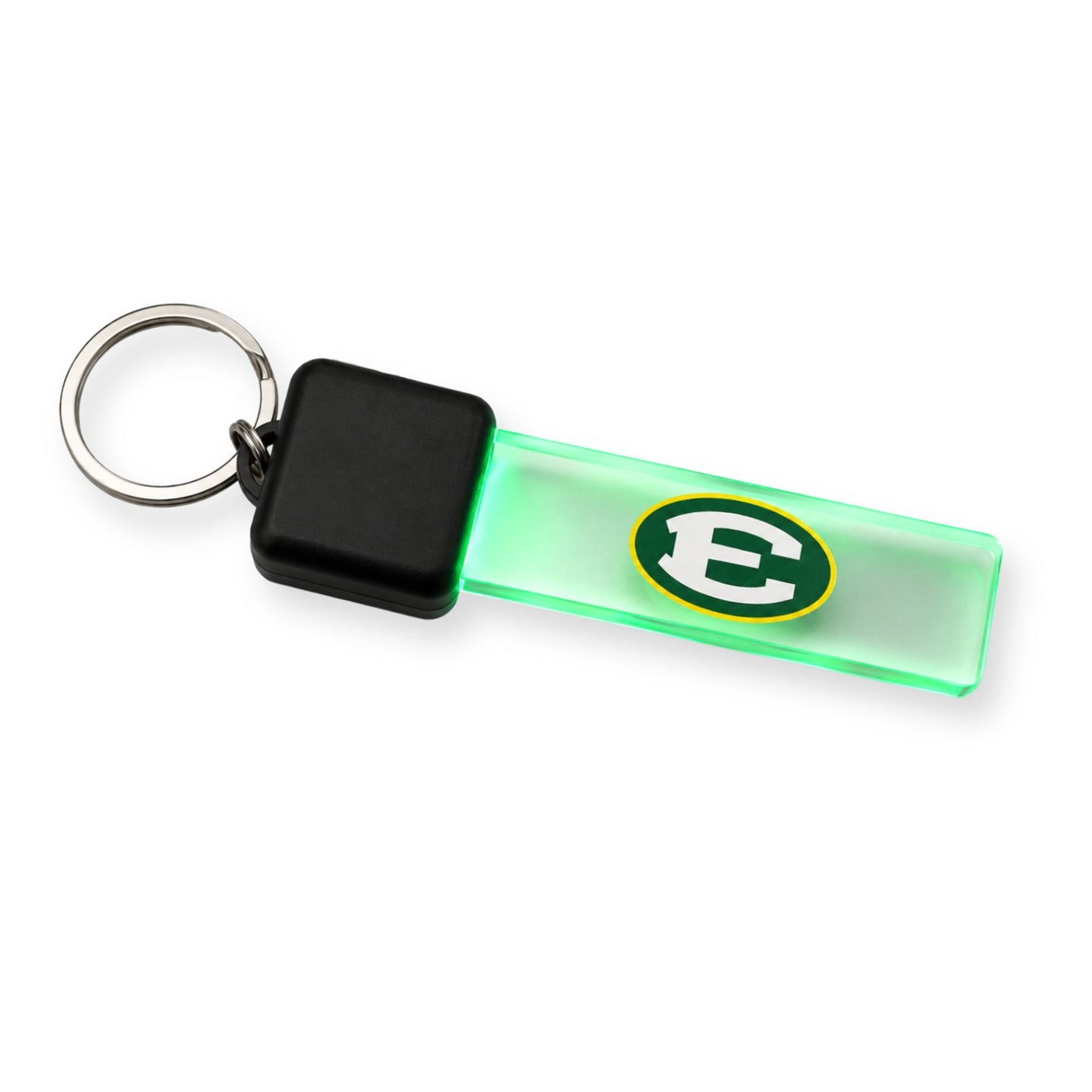 Green LED Light-Up Keychain