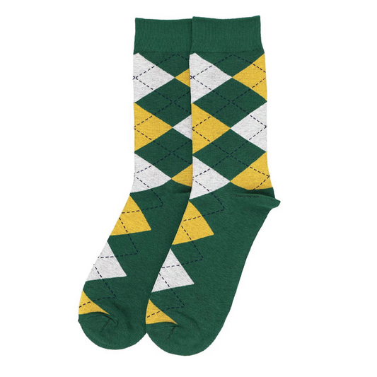 Green & Gold Argyle Socks