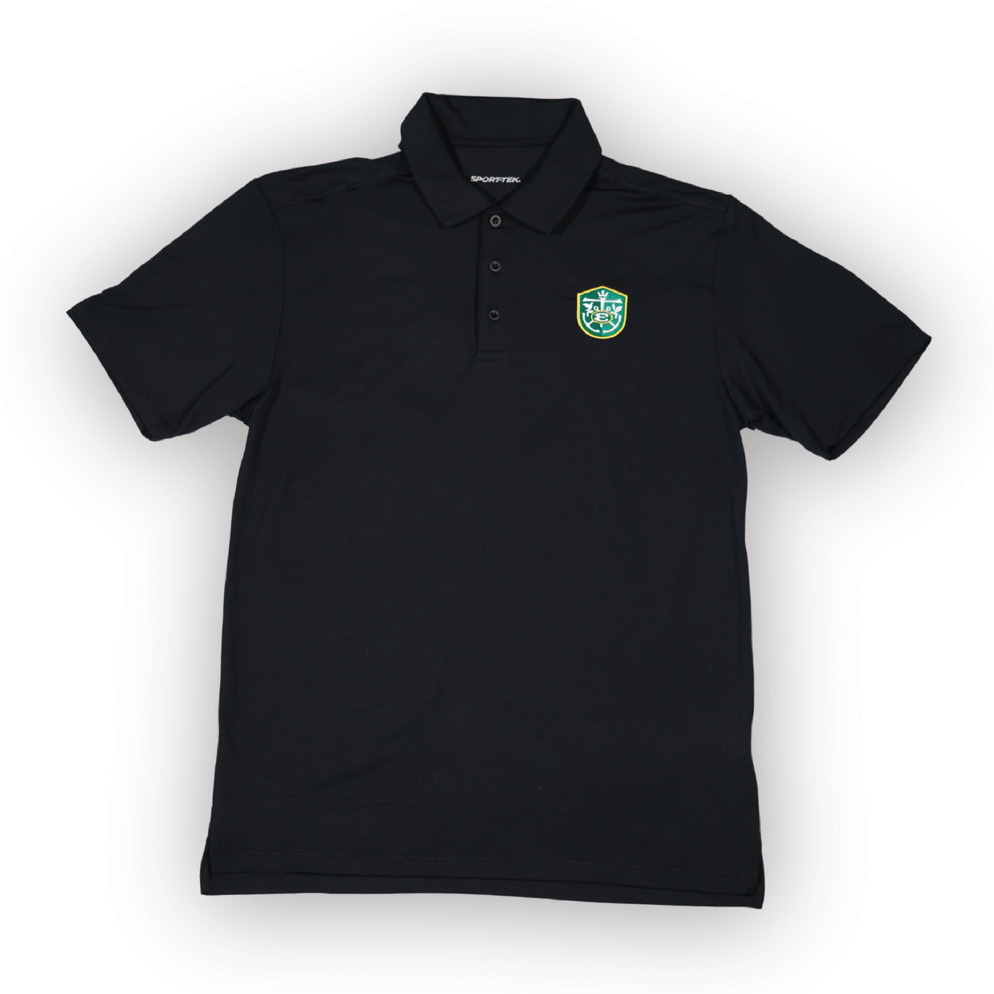 Embroidered Crest Moisture-Wicking Polo - Black
