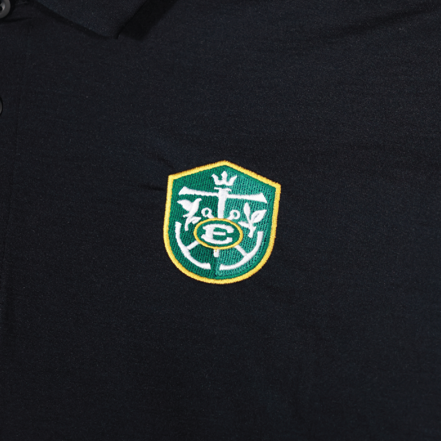 Embroidered Crest Moisture-Wicking Polo - Black