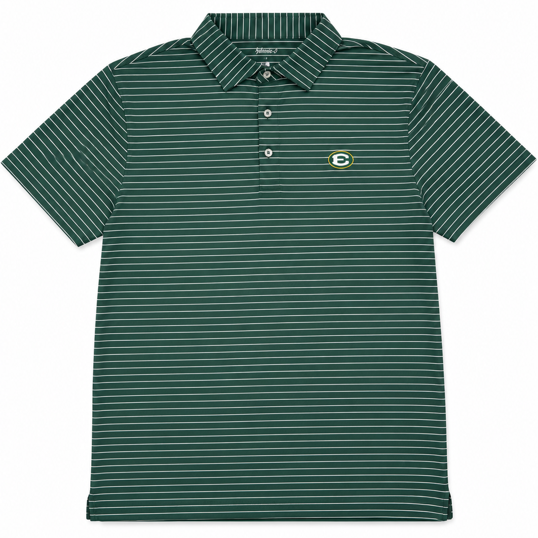 Johnnie-O Performance Polo - Green with White Stripes