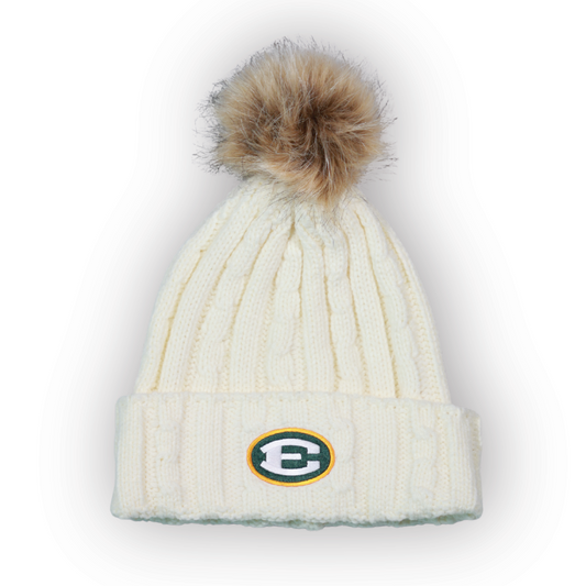 Cable Knit Pom Pom Ladies Cap - Cream
