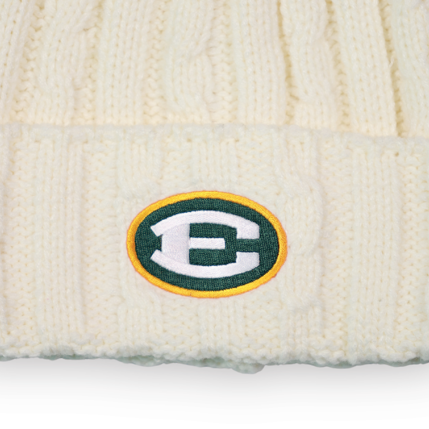 Cable Knit Pom Pom Ladies Cap - Cream