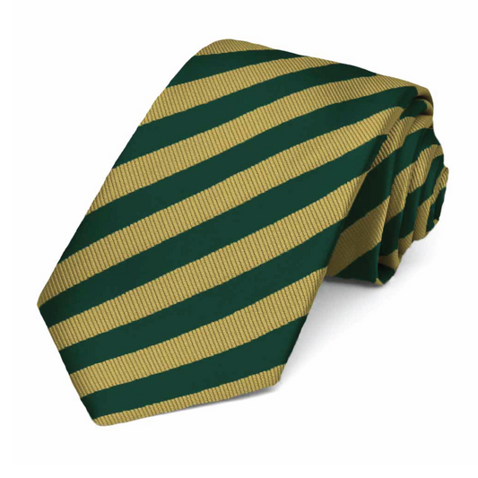 Green & Gold Formal Striped Tie