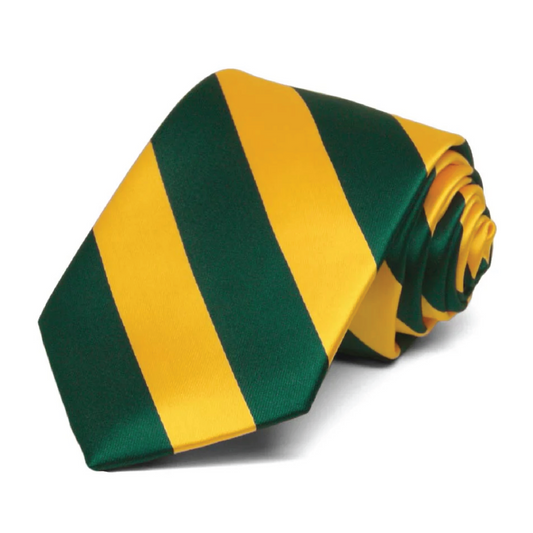 Green & Gold Striped Tie - Youth