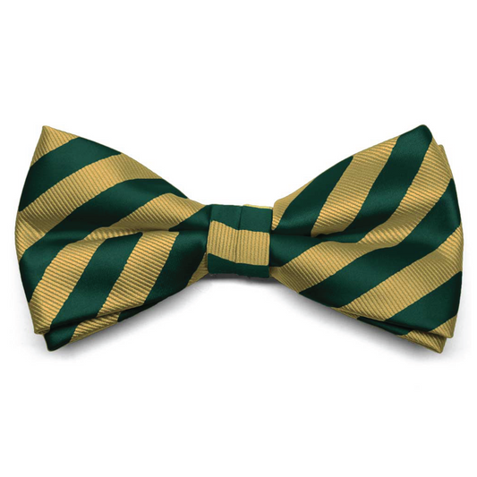 Green & Gold Formal Striped Bow Tie
