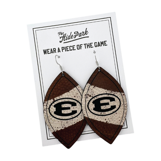 Oval E Earrings - Upcycled Eagle Football Leather