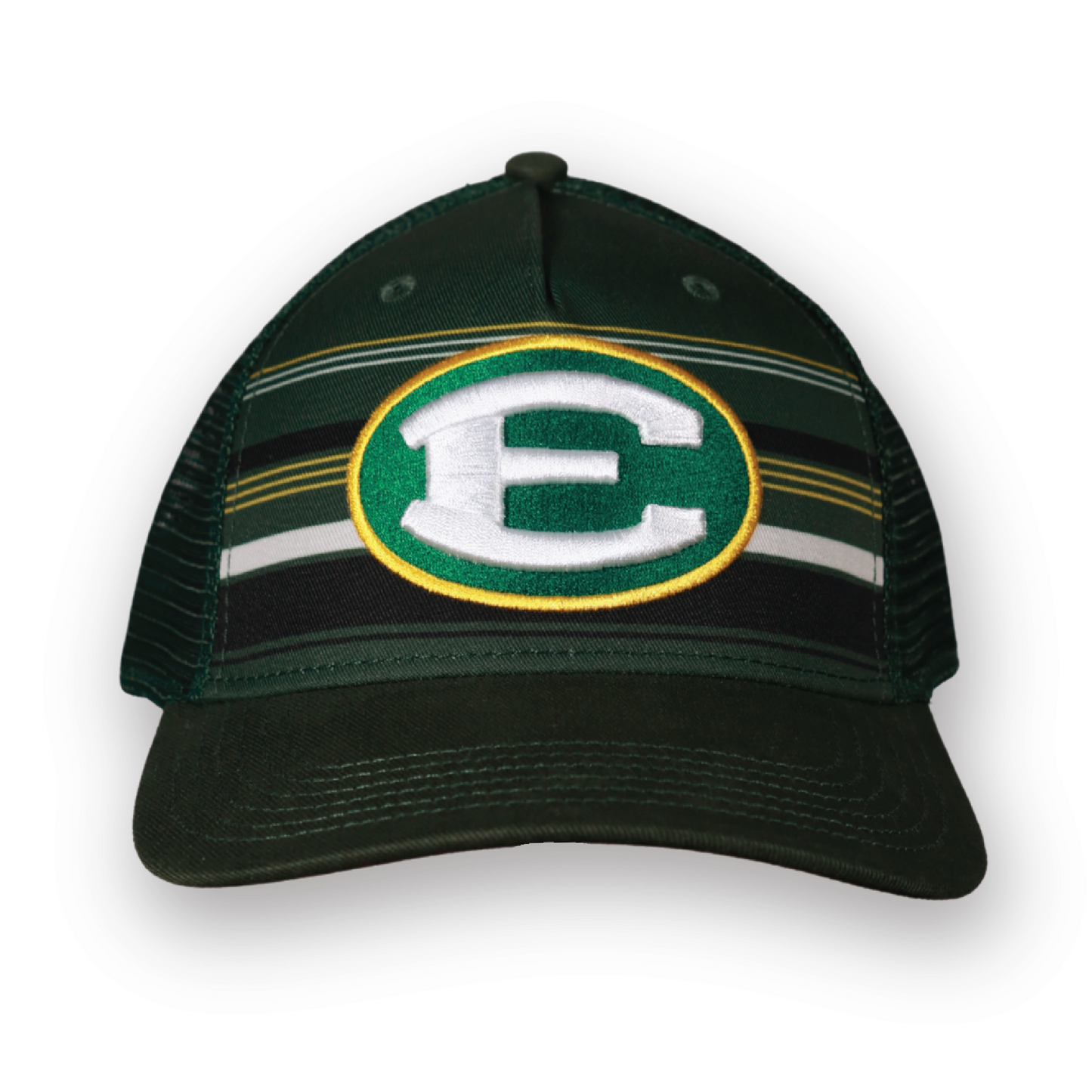 Embroidered Striped Logo Hat