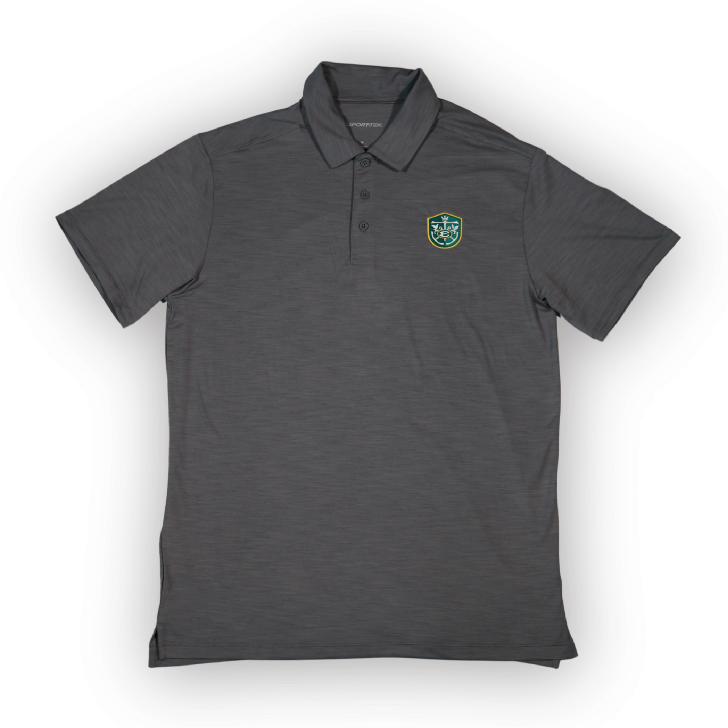 Embroidered Crest Moisture-Wicking Polo - Grey