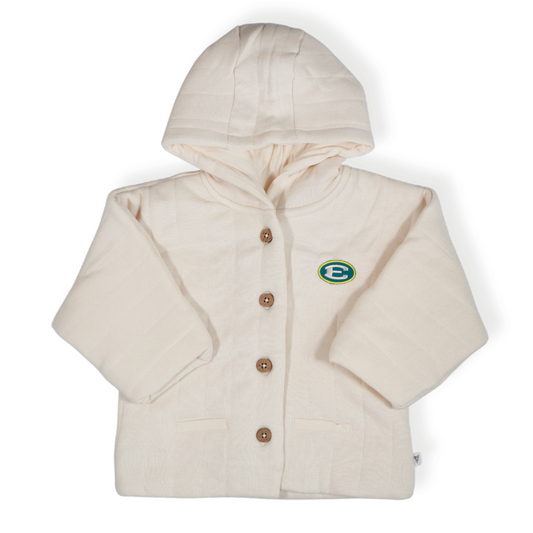 Organic Cotton Quilted Jacket with Embroidered Patch Oval E