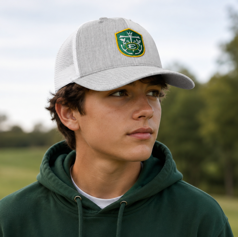 Grey Trucker Hat with Crest