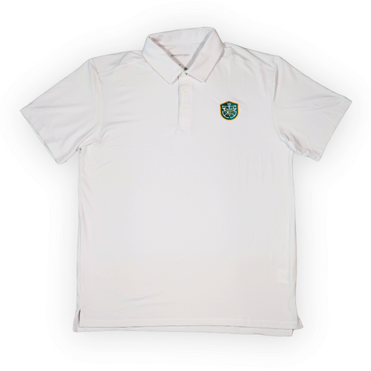 Embroidered Crest Moisture-Wicking Polo - White