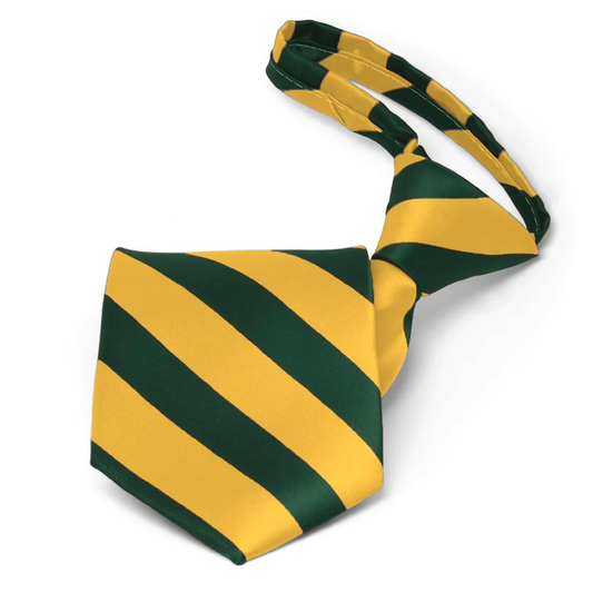 Green & Gold Striped Zipper Tie-17 inch