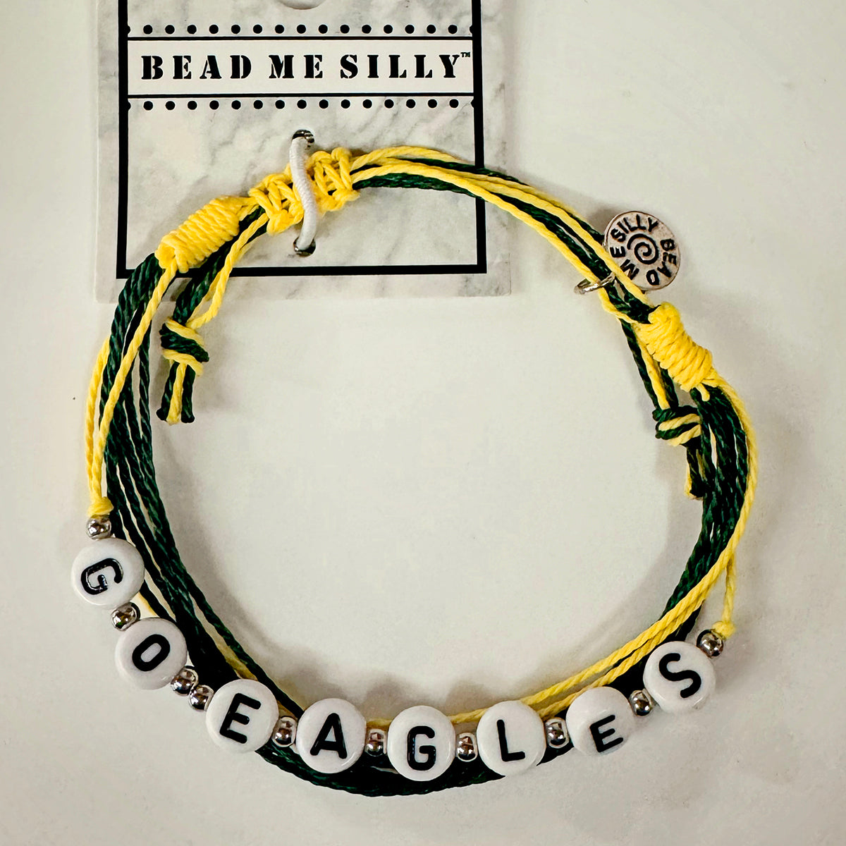 Go Eagles Block Bead String Bracelet